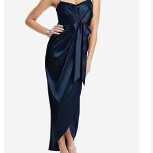 BRAND NEW! After Six Brisesmaid Dress Midnight Navy Stretch Charmeuse Style 6828